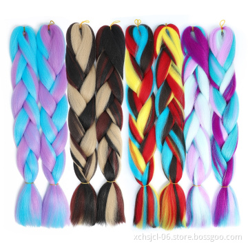 Wholesale Braiding Hair Mix Rainbow Braids Synthetic Jumbo Braids Hair Extension for Women